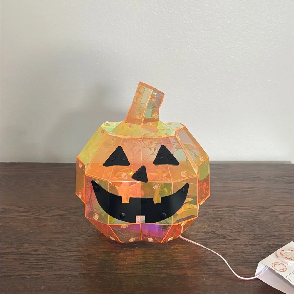 NWT- 🔋OPERATED- LED Light Up- Multicolor Holographic Halloween Jack-o-lantern 🎃